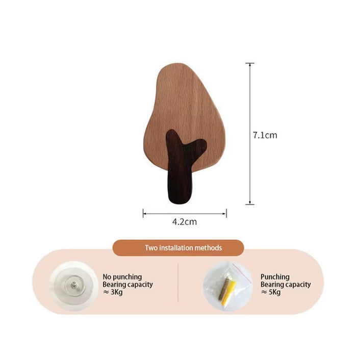 1Pcs Animal Wooden Hooks Cute Room Decor Hook Wall Keychain Coat Hook Home Door Wood Hook Hanger Kitchen Accessories Gadget
