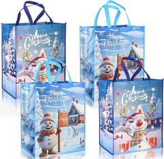 Christmas Tote Bags - 2/4 Pack Large Christmas Bags with Handle Non-Woven Fabric Gift Present Bag，Shopping Bag for Holiday Xmas Event Party