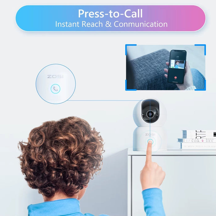 Indoor Pan/Tilt Smart Security Camera C518 2K 360 Degree Baby Pet Monitor 2.4G/5G Dual-Band Wifi Home Cam with Phone APP