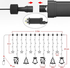 Christmas Fairy Lights with Christmas Pattern 8 Modes 138 LED 1PC