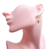 Little Bumble Bee Enamel Charm Earrings, Cute Yellow and Black Enamel Charms on Nickel Free Gold Tone Hooks : 30Mm Long, Bee Lover Drop Earrings