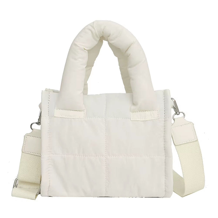 Women Quilted Casual Tote Handbag Large Capacity Padded Crossbody Purse Adjustable Strap Trendy Messenger Bag Simple Satchel Bag