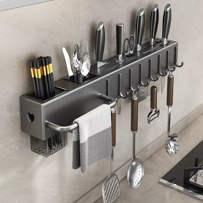 Kitchen Organizer Knife Rack Storage Box Household Knife Rack Spoon & Chopstick Holder No Hole Required Hanging Storage Box