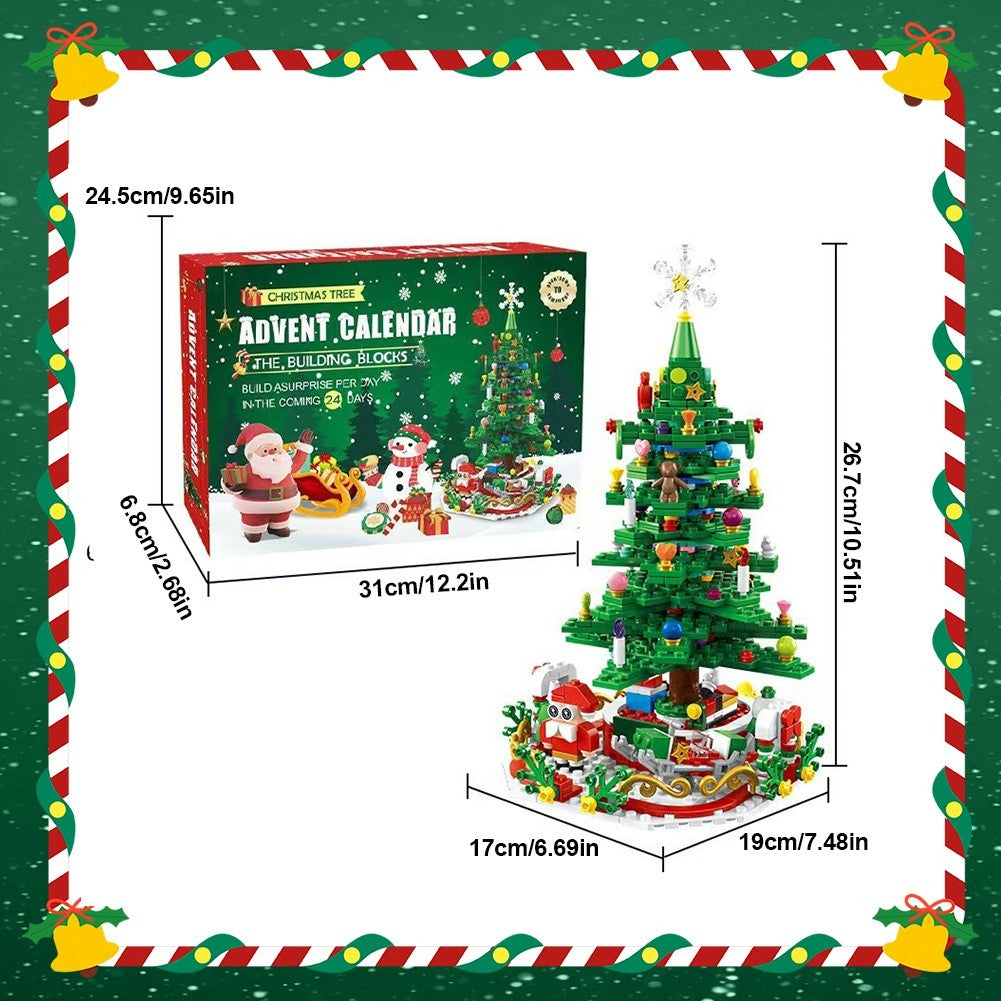 24 Day Kids Toy Christmas Advent Calendar Play Building Blocks with LED Gift Box