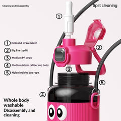 PCTG Straw-Infused Bounce-Back Leak-Proof Large-Capacity Portable Water Bottle