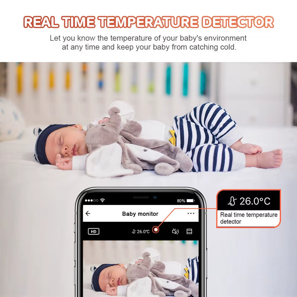 Tuya Smartlife App Baby Monitor Detect Temperature 1080P Mini IP Wifi Built-In Lullaby CCTV PZT Babyphone Baby Camera