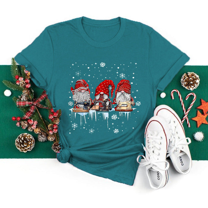 Christmas New Printed Pattern Round Neck Short Sleeve T-shirt