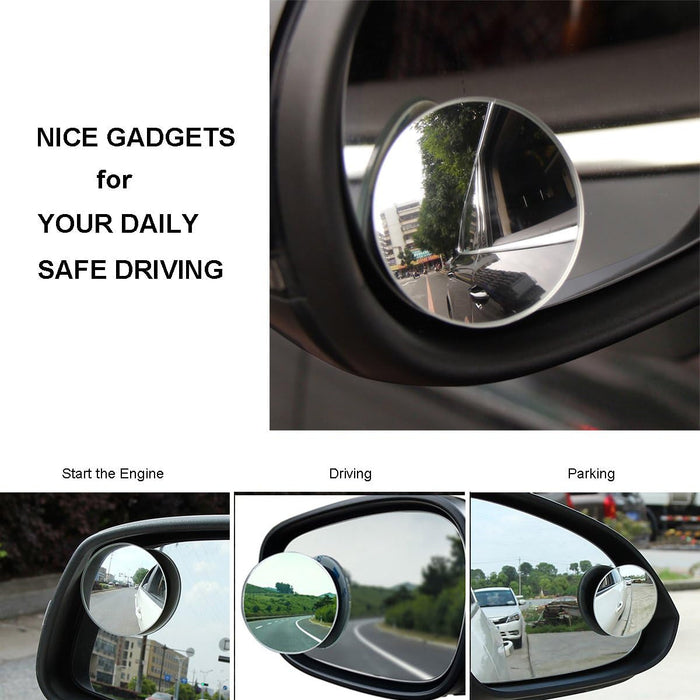 Blind Spot Mirrors, round Frameless 360° Rotate Sway Adjustable HD Glass Convex Mirror Maximize Rearview Universal for Car SUV Trucks Traffic Safety - Pack 2
