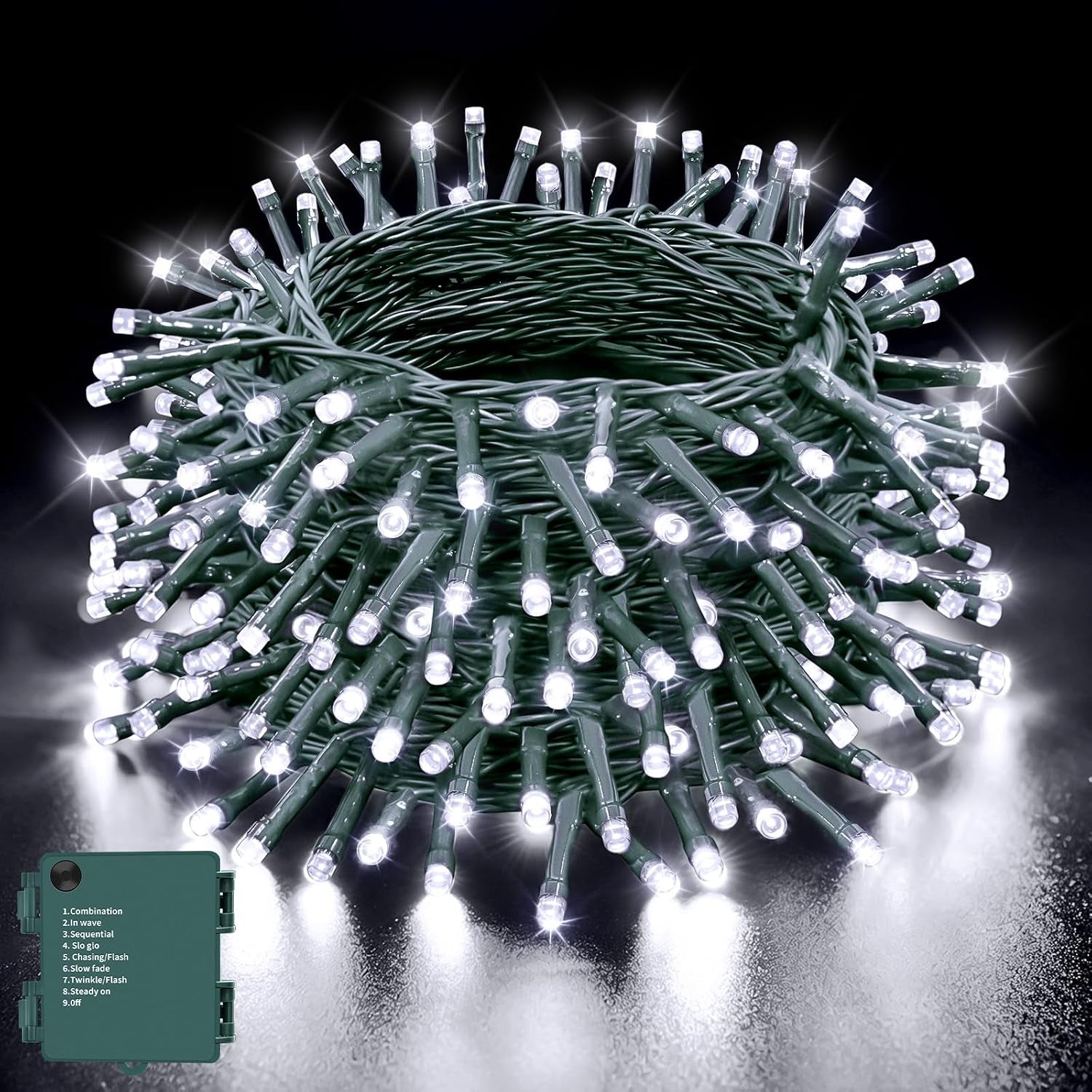 Battery Fairy Lights, 20M 200 Leds Cool White Christmas Lights