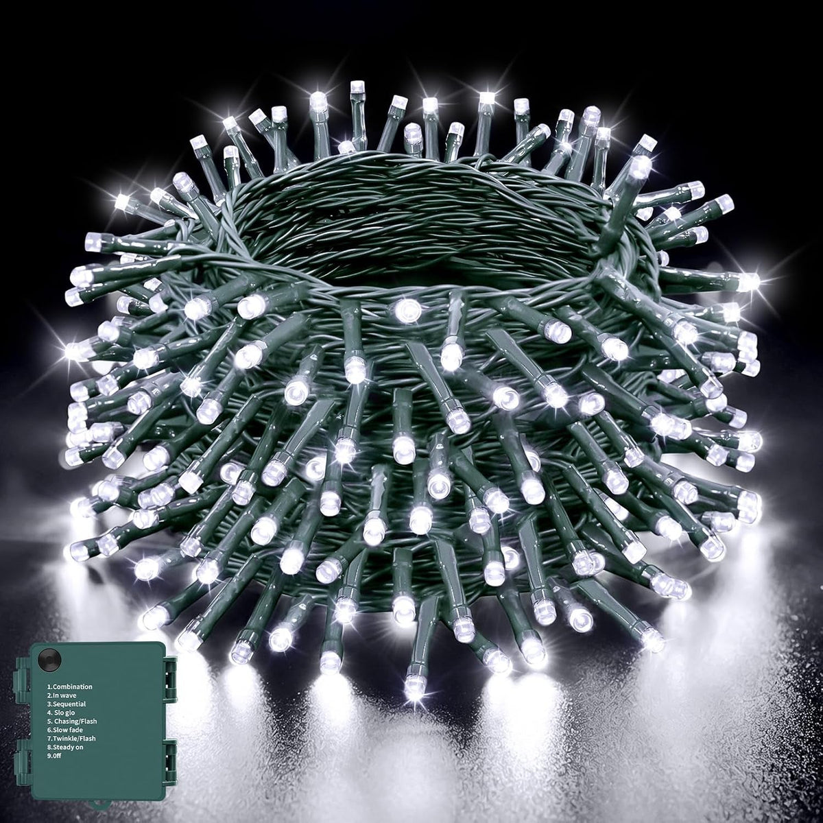 Battery Fairy Lights, 20M 200 Leds Cool White Christmas Lights