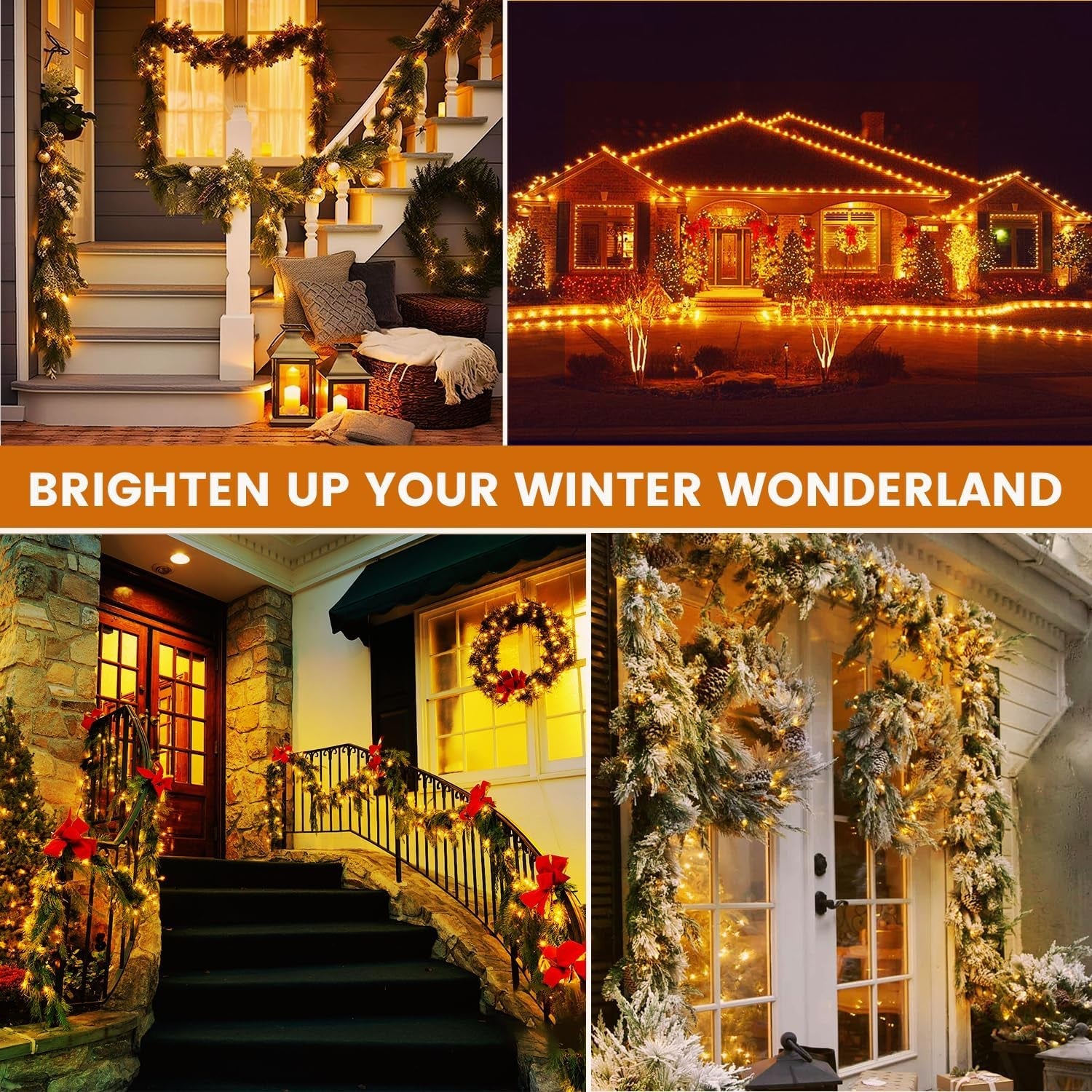 20M 200Leds Christmas Tree Lights on Dark Green Cable with Various Light Effects, Ideal for Christmas Tree,Xmas,Party,Wedding (Warm White)