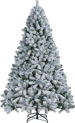 7.5Ft Snow Flocked Artificial Tree, Foldable Stand, Green & White