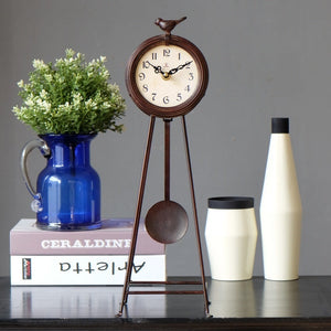 American Retro Iron Art Clock Creative Living Room Decoration