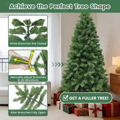 Christmas Tree 6FT – 800 Tips Full & Realistic Green Xmas Tree with PVC Branches, Metal Stand – Christmas Tree for or Home, Office, Shops and Hotels (180 Cm, Green)