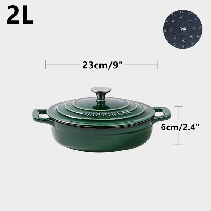 23Cm Enameled Cast Iron Dutch Oven 2 Quart Heavy Soup Pot Casserole Dish for Bread Baking and Stew Kitchen Nonstick Braised Pot