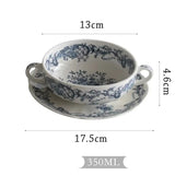 Retro French Style Coffee Cups Household Afternoon Tea Dessert Yogurt Cup and Plate Set Exquisite Flower Ceramic Bowsl Tableware