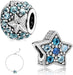 Silver Charms for Bracelets - Summer Ocean Sea Star Pendant with DIY Cube Zirconia Beads, Fashion Jewelry Suitable for Pandora Bracelet Making, DIY Gifts for Women and Girls 2PCS