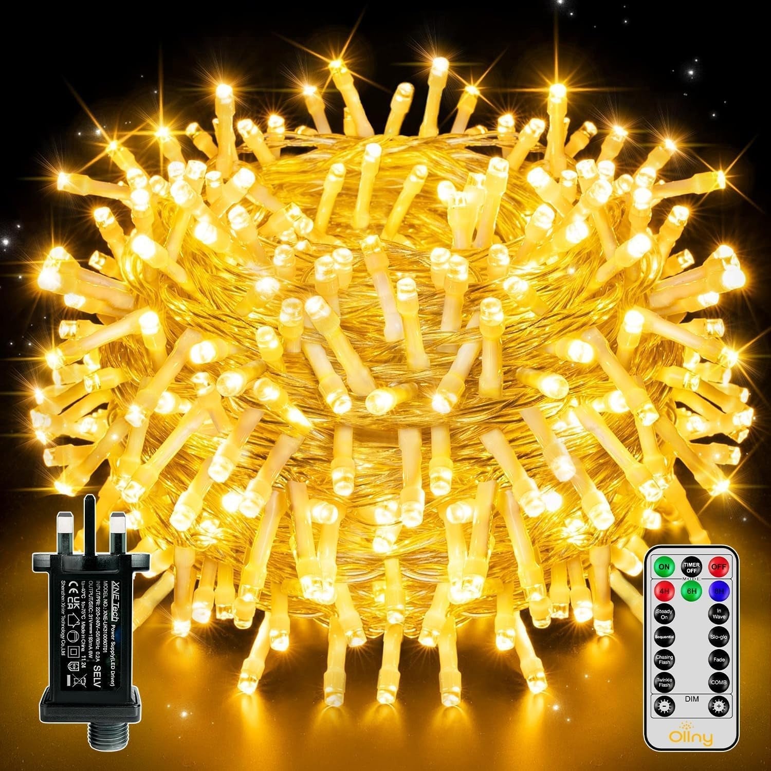 Fairy Lights Mains Powered 20M 200 LED Outdoor String Plug Remote