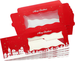 Christmas Log Boxes | 5 Pack | Red & Gold Christmas Display Boxes with See through Window, Strong Cake Boxes for the Festive Holidays | 8" X 4" - 5 Pack
