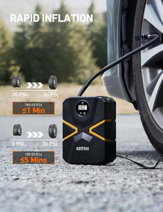 Tyre Inflator Air Compressor 12V DC, Digital Car Tyre Pump 150 PSI, Preset Tyre Pressure & Auto Shutoff, Electric Air Pump for Car Tyres, Bicycles, Other Inflatables (Yellow)