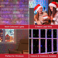 77820 180 LED Multi-Coloured Christmas Net Lights/Curtain Style Window Lights / 8 Different Modes/Mains Powered/Indoor and Outdoor / 1.8 X 1.2M