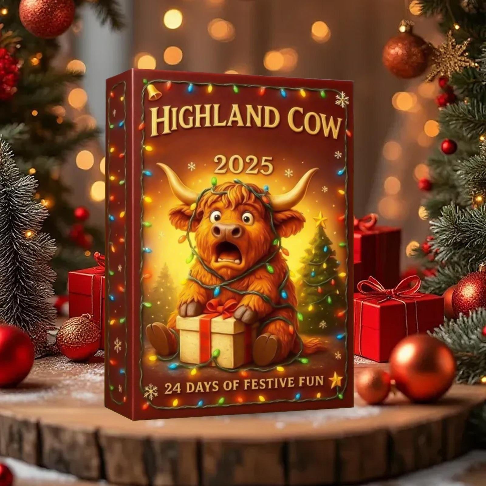 2026 Highland Cow 2D Acrylic Advent Calendar Gift 24 Days Christmas Countdown