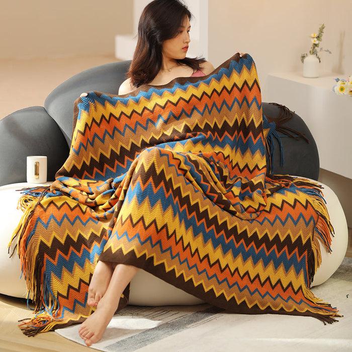 Bohemian Blanket Knitted Outdoor Keep Warm