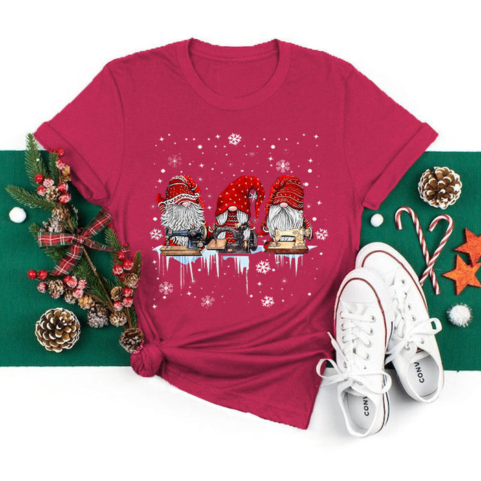 Christmas New Printed Pattern Round Neck Short Sleeve T-shirt