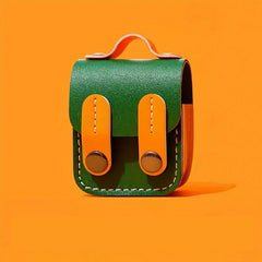 Solid-color Green And Orange Case For Bluetooth Wireless Earphones