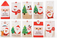 Christmas Gifting Bags 10 Pack – Assorted Xmas Wrapping Bags for Small Gifts, Stocking Fillers, Cookies, Popcorn & Secret Santa Presents – Reusable Christmas Snack Gift Party (Sticker Not Included)