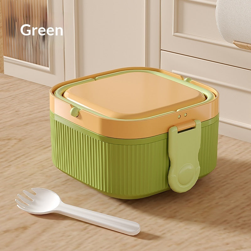 Childrens Portable Double-Layer Lunch Box With Handles For Picnics And Camping