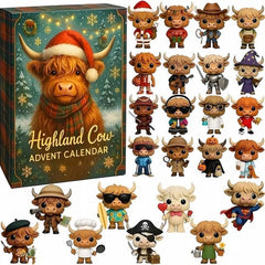 Highland Cow Christmas Advent Calendar 2026 Countdown 3D PVC Figures Gift Decor