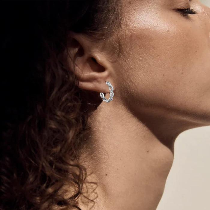 Sterling Silver Hoop Earrings for Women Lightweight Silver Hoops Earrings for Women Twisted Hoop Earrings with Cubic Zirconia Hypoallergenic Small Silver Hoop Earrings
