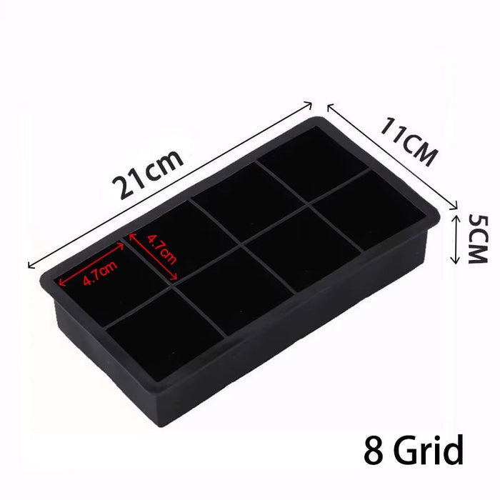 4/6/8/15 Grid Big Ice Tray Mold Box Large Food Grade Silicone Ice Cube Square Tray Mold Diy Bar Pub Wine Ice Blocks Maker Model