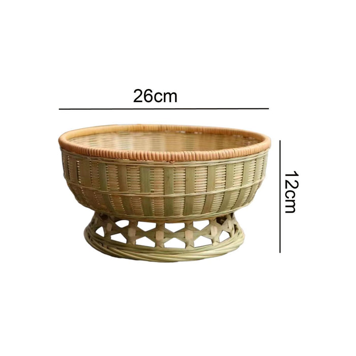 Bamboo Bread Basket Woven Fruit Basket Versatile Lightweight Storage Basket Woven Bowl Basket for Desktop Bedroom Closet