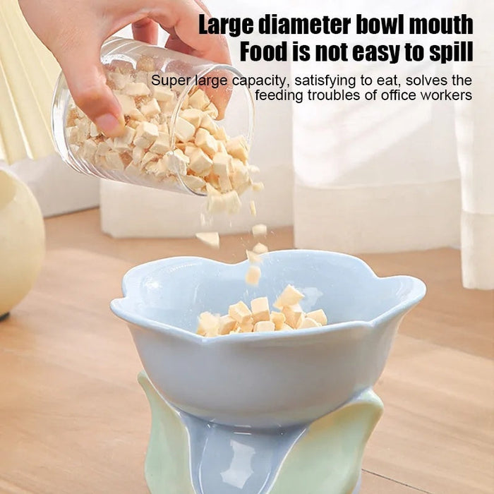 Cat Flower Bowl Raised Ceramic Pet Drinking Eating Feeders Small Dogs Elevated Non-slip