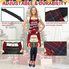 4 Pack Funny Christmas Chef Bib Aprons for Women Men Waterproof Ideal Gift