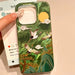 Vortex Pattern High Mountain Auspicious Cloud Crane Phone Case with Ancient Fan Tassel for Iphone 11 12 13 14 15 16 Pro Max