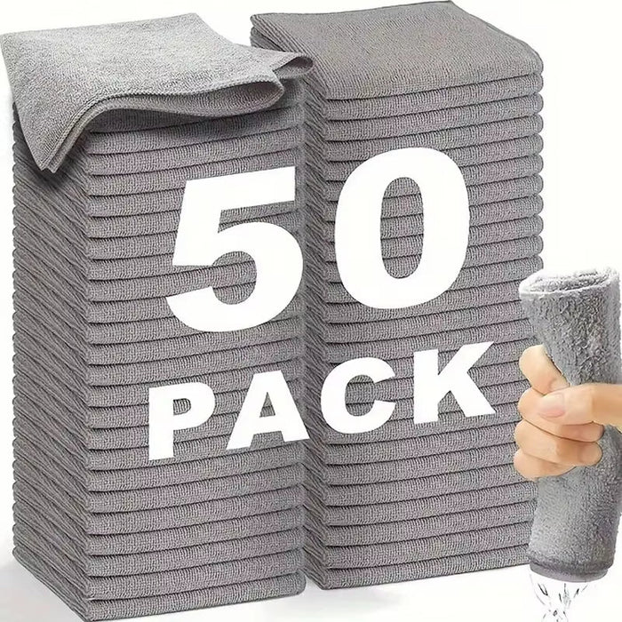 1/50Pcs Gray Bamboo Charcoal Thickened Super Absorbent Dishcloth Oil Resistant Kitchen Wipes Microfiber Cleaning Cloths