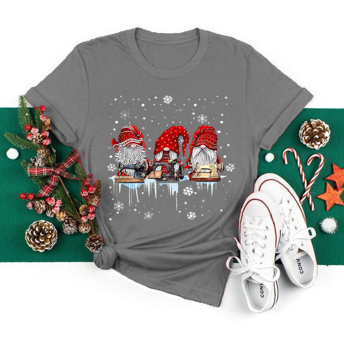 Christmas New Printed Pattern Round Neck Short Sleeve T-shirt