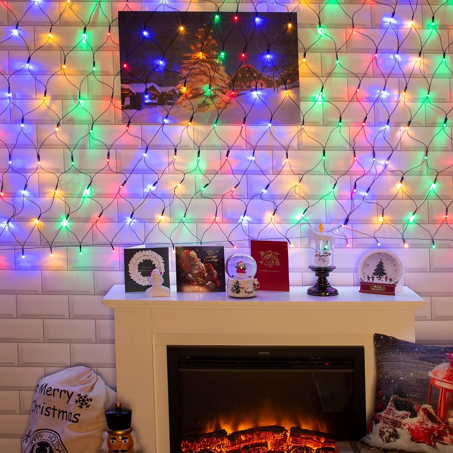 77820 180 LED Multi-Coloured Christmas Net Lights/Curtain Style Window Lights / 8 Different Modes/Mains Powered/Indoor and Outdoor / 1.8 X 1.2M