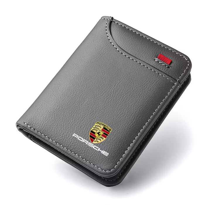 Car Emblem Soft Wallet Leather Mini Credit Card Purse Portable Small Wallet for  911 Cayenne 918 Pajun 718 Panamera Macan