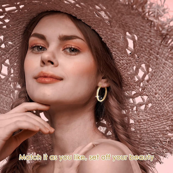 Diamond Hoop Earrings for Women Glitter Rhinestone round Earrings Crystal Hoop Earrings Loop Earrings for Women Cute Luxury Hoop Bling Earrings for Women