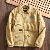 Fall Winter Men Multi-pocket Casual Polo Collar Cotton Coat Jacket Coat