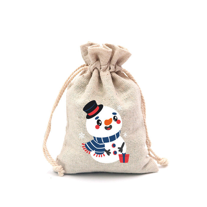 Christmas Cotton Drawstring Colorful Cartoon Gift Bag