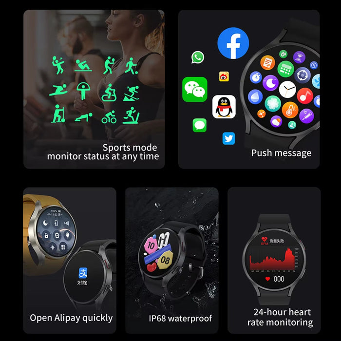 New for Samsung Galaxy Watch 6 Classic Smartwatch Men AMOLED HD Screen Voice Assistant Bluetooth Call NFC Smart Watch for Women