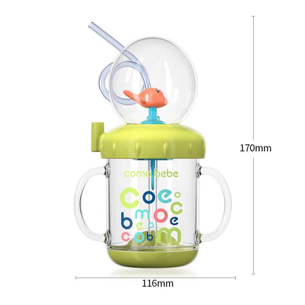 Cute Kids Water Bottle Fountain Drinking Bottle with Silicone Straw Handle BPA Free Leakproof Drinking Cups for Toddlers Kids