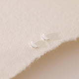 Heather Needham Sterling Silver Moon Earrings- SIZE: 4.7Mm X 2Mm (VERY SMALL and DAINTY) Gift Boxed Moon Stud Earrings. - 5140