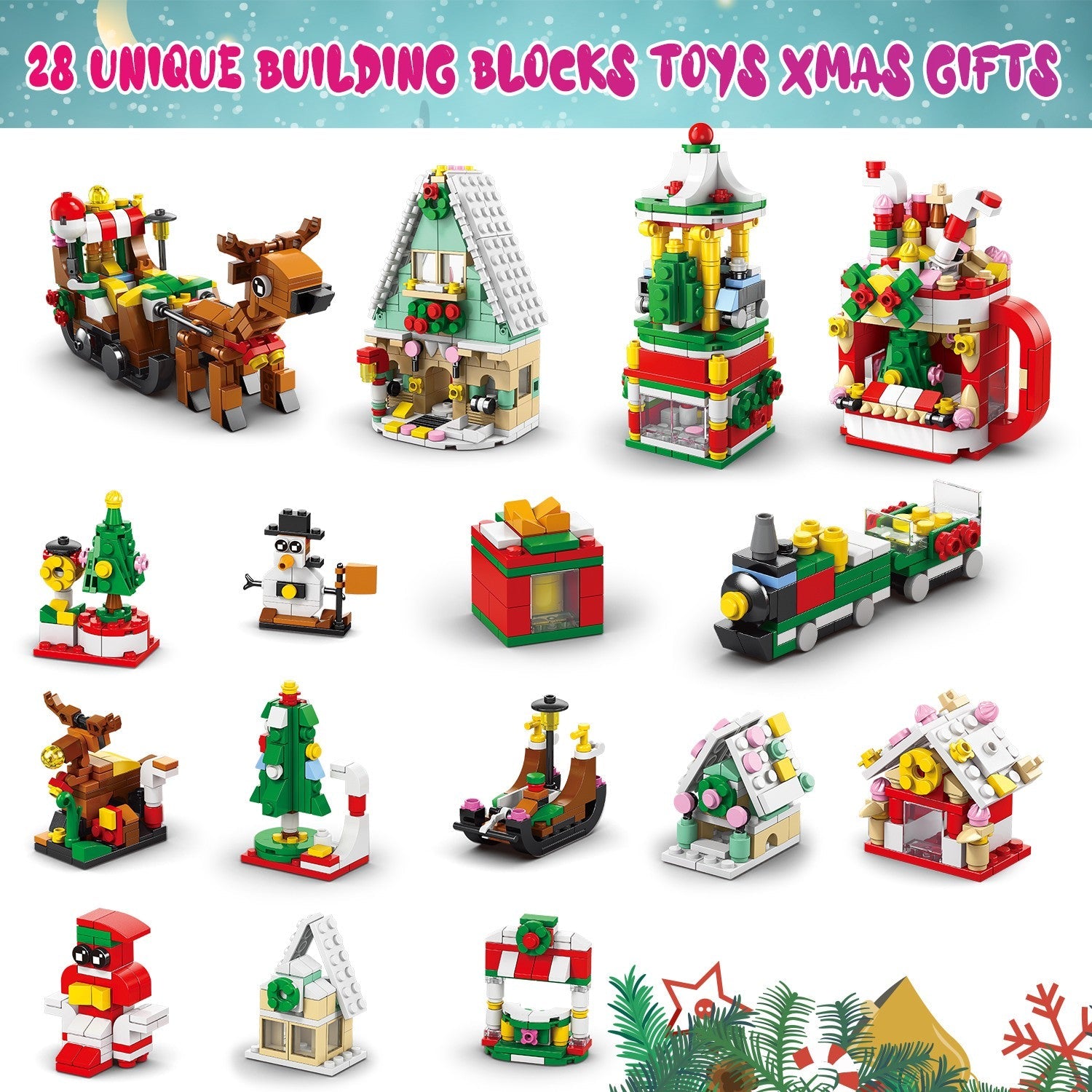 2026 Christmas Advent Calendar 24 Days Countdown Building Blocks Toy Kids Gift