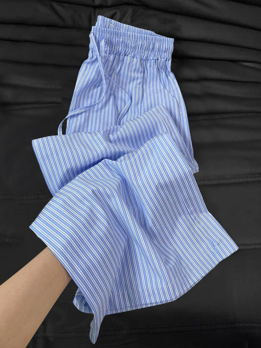 Blue Idle Style Vertical Striped Sweatpants
